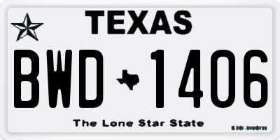 TX license plate BWD1406