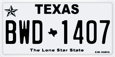 TX license plate BWD1407