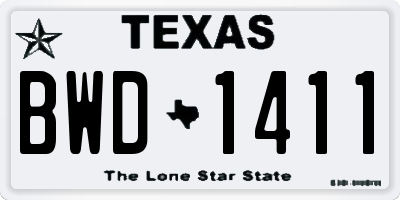 TX license plate BWD1411