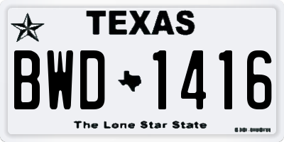 TX license plate BWD1416