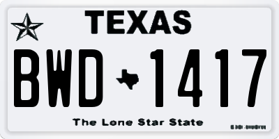 TX license plate BWD1417