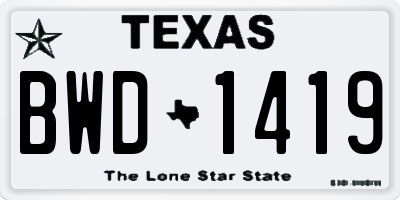 TX license plate BWD1419