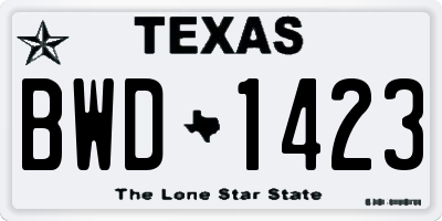 TX license plate BWD1423