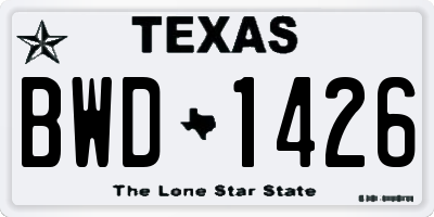TX license plate BWD1426