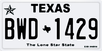 TX license plate BWD1429