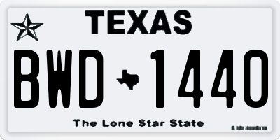 TX license plate BWD1440