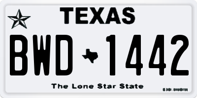 TX license plate BWD1442