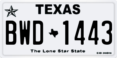 TX license plate BWD1443