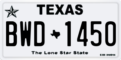TX license plate BWD1450