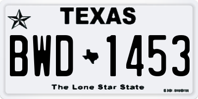 TX license plate BWD1453