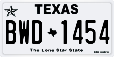 TX license plate BWD1454