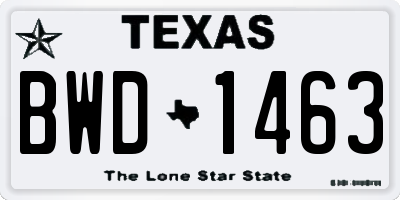 TX license plate BWD1463