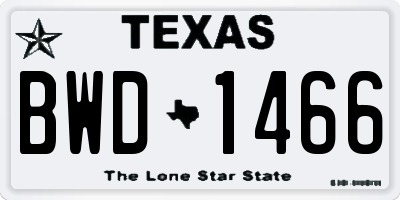 TX license plate BWD1466