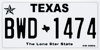 TX license plate BWD1474