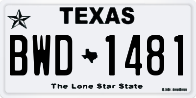 TX license plate BWD1481