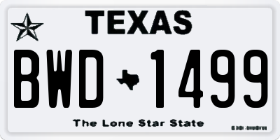TX license plate BWD1499