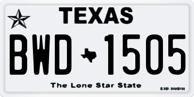 TX license plate BWD1505