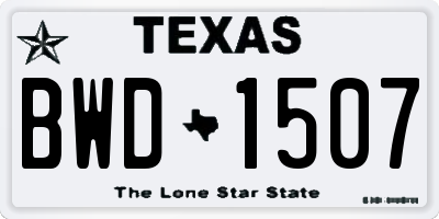 TX license plate BWD1507