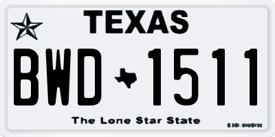 TX license plate BWD1511