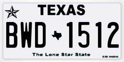 TX license plate BWD1512
