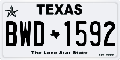 TX license plate BWD1592