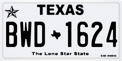 TX license plate BWD1624