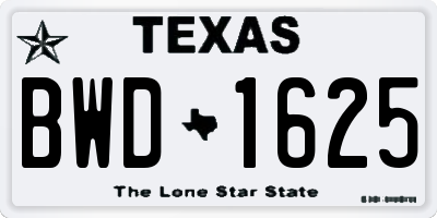 TX license plate BWD1625