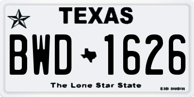 TX license plate BWD1626