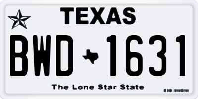 TX license plate BWD1631