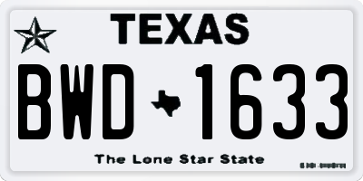 TX license plate BWD1633