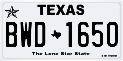 TX license plate BWD1650