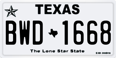 TX license plate BWD1668