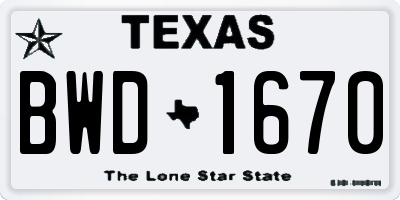 TX license plate BWD1670