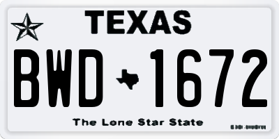 TX license plate BWD1672