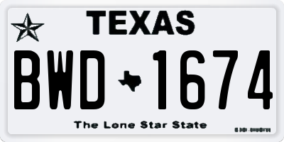 TX license plate BWD1674
