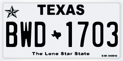 TX license plate BWD1703
