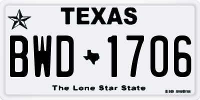 TX license plate BWD1706