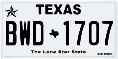 TX license plate BWD1707