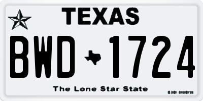 TX license plate BWD1724