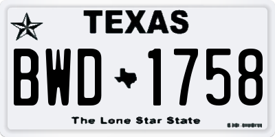TX license plate BWD1758