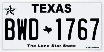 TX license plate BWD1767