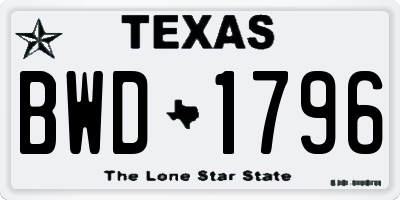 TX license plate BWD1796