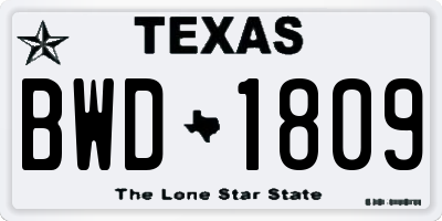TX license plate BWD1809