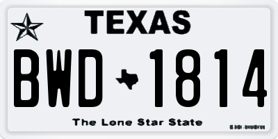 TX license plate BWD1814