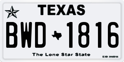TX license plate BWD1816