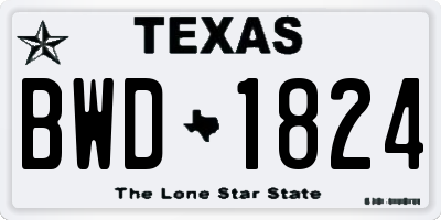 TX license plate BWD1824