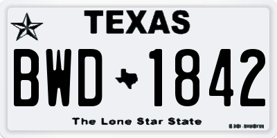 TX license plate BWD1842