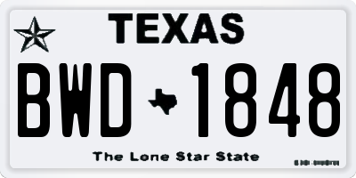 TX license plate BWD1848