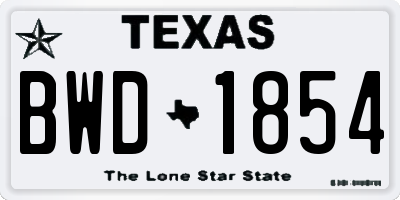 TX license plate BWD1854