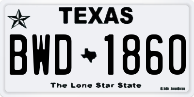 TX license plate BWD1860